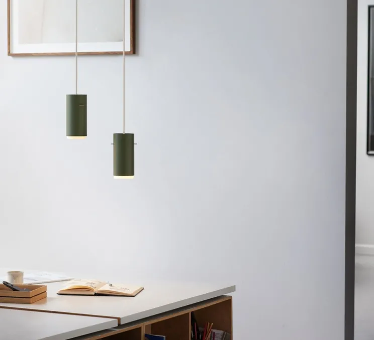 Suspension, Tube, petit, vert sapin, Ø16cm, H8cm - Moebe