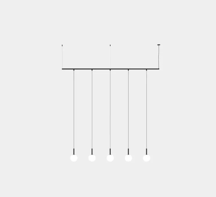 Suspension, Tubs Modular Track With 5 Spheres, noir, LED, dim, 3000K, 320 lm, L160cm, H130cm - LEDS C4