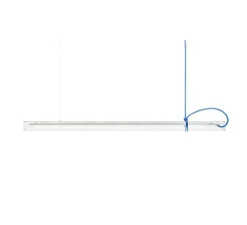 Suspension, Tubular, blanc, câble bleu, LED, 3000K, 1647lm, L125cm, H6cm - Ingo Maurer