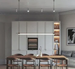 Suspension*Contain Suspension, Tubus, laiton brossé, PLA bois ébène, LED, 2700K, 1055lm, L100cm, H100cm - laiton brossé, bois ébène