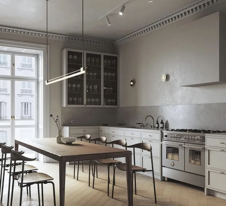 Suspension*Contain Suspension, Tubus, laiton brossé, PLA bois ébène, LED, 2700K, 1055lm, L100cm, H100cm - laiton brossé, bois ébène