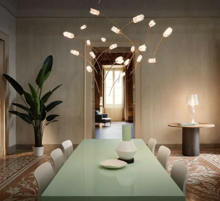 Suspension*Slamp Suspension, Tulip 7 Round, , L100cm, H330cm - prisma, laiton