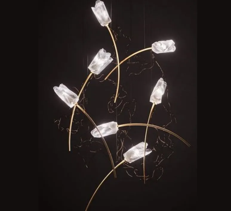 Suspension*Slamp Suspension, Tulip 7 Round, , L100cm, H330cm - prisma, laiton