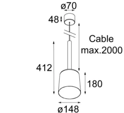 suspension, Tulip Bloom, noir et or, Ø14,8cm, H18cm - Modular Lighting