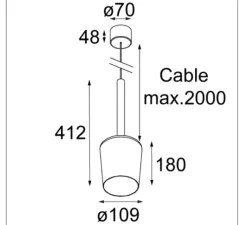 Suspension*Modular suspension, Tulip Blossom, , Ø10,9cm, H18cm - Lighting noir et or