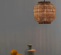 Suspension, Tupai, noir, rotin, Ø16,8cm, H29cm - Faro