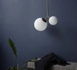 Suspension, Twice, opal, blanc, laiton, H70cm - House Doctor