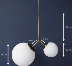 Suspension, Twice, opal, blanc, laiton, H70cm - House Doctor