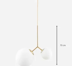 Suspension, Twice, opal, blanc, laiton, H70cm - House Doctor