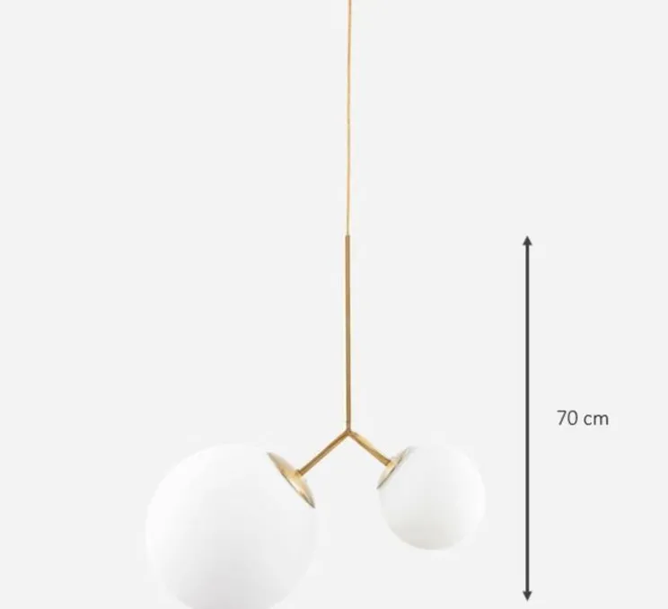 Suspension, Twice, opal, blanc, laiton, H70cm - House Doctor