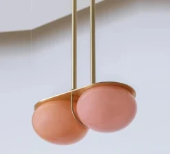 Suspension*SkLO Studio Suspension, Twin 4.0, , L28cm, H15cm - Rose pastel, laiton brossé