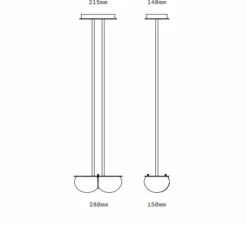 Suspension*SkLO Studio Suspension, Twin 4.0, , L28cm, H15cm - Rose pastel, laiton brossé