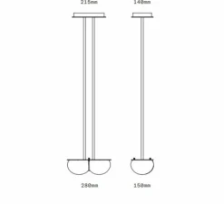Suspension, Twin 4.0, Vert, laiton brossé, L28cm, H15cm - SkLO Studio