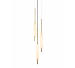Suspension, Typha 02, blanc et laiton, LED, 2700K, 3600lm, Ø5cm, H80cm - Il Fanale