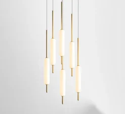 Suspension, Typha 03, blanc et laiton, LED, 2700K, 7200lm, Ø5cm, H80cm - Il Fanale
