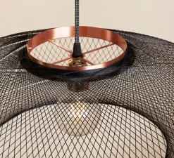 Suspension, UFO Full, Medium, noir charbon, câble noir et blanc, Ø60cm, H18cm - Atelier Robotiq