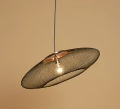 Suspension, UFO Full, Medium, noir charbon, câble noir et blanc, Ø60cm, H18cm - Atelier Robotiq