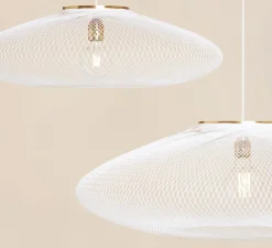 Suspension, UFO full Medium, blanc, câble blanc, Ø60cm, H18cm - Atelier Robotiq