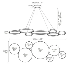 Suspension, Ultra 8, noir, LED, dim, 2700K, 3696 lm, L167cm, H2cm - Le Deun