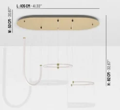 Suspension*Petite Friture Suspension, Unseen, 3 pendants, LED, dim, 2700K, 2410 lm, L180cm, H82cm -