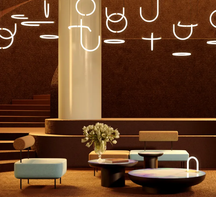 Suspension, Unseen, Lampe U, LED, dim, 2700K, 720 lm, L42cm, H28cm - Petite Friture