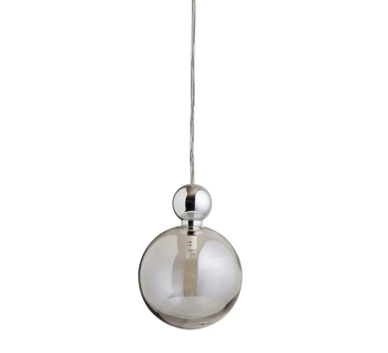 Suspension*Ebb and Flow Suspension, Uva L, avec rosace, , Ø10cm, H15cm - gris fumé et argent brillant