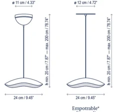 Suspension*Bover Suspension, Valentina S/24, , LED, 2700K, 715lm, Ø24cm, H20cm - noir et cuivre