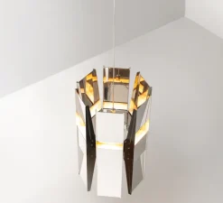 Suspension, Vector, 6 panneaux, acier poli, LED, dim, coupure de phase, 2700K, L22cm, H58cm - A-N-D