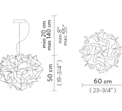 Suspension, Veli Aurea L, câble rouge, blanc, or, Ø60cm, H50cm - Slamp