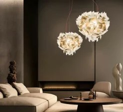 Suspension*Slamp Suspension, Veli Aurea S, câble rouge, , Ø42cm, H36cm - blanc, or