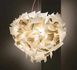 Suspension*Slamp Suspension, Veli Aurea S, câble rouge, , Ø42cm, H36cm - blanc, or