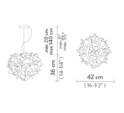 Suspension*Slamp Suspension, Veli Aurea S, câble rouge, , Ø42cm, H36cm - blanc, or