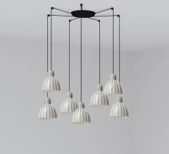 Suspension*Faro Suspension, Venice 7L, , Ø20cm, H19,7cm - noir et blanc
