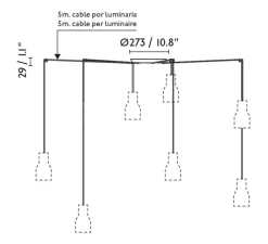 Suspension*Faro Suspension, Venice 7L, , Ø20cm, H19,7cm - noir et blanc