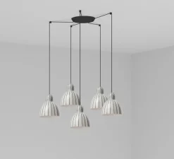 Suspension*Faro Suspension, Venice 5L, , Ø20cm, H19,7cm - noir et blanc