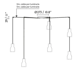 Suspension*Faro Suspension, Venice 5L, , Ø20cm, H19,7cm - noir et blanc