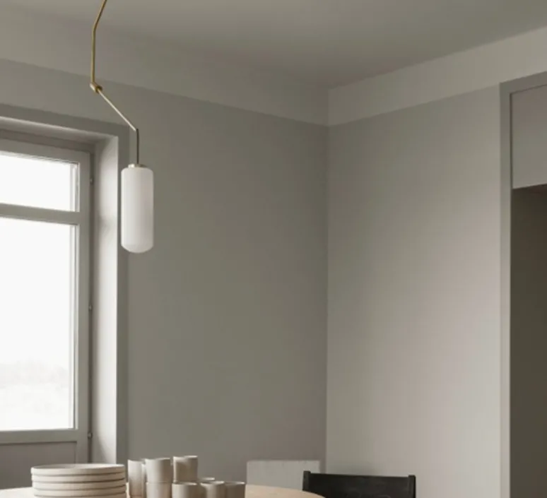 Suspension*Frama Suspension, Ventus, 1, LED, 2700K, 200 lm, , Ø19cm, H132cm - laiton, verre opalin