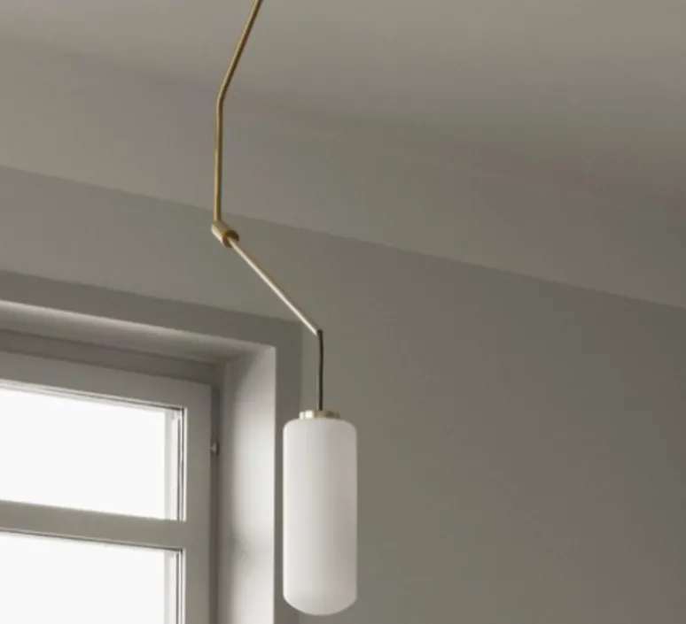 Suspension*Frama Suspension, Ventus, 1, LED, 2700K, 200 lm, , Ø19cm, H132cm - laiton, verre opalin