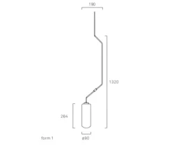 Suspension*Frama Suspension, Ventus, 1, LED, 2700K, 200 lm, , Ø19cm, H132cm - laiton, verre opalin