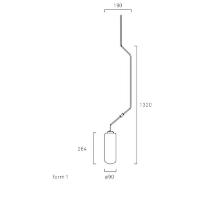 Suspension*Frama Suspension, Ventus, 1, LED, 2700K, 200 lm, , Ø19cm, H132cm - laiton, verre opalin