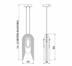 Suspension, Vima, albâtre, laiton, L36cm, H40cm - Bert Frank