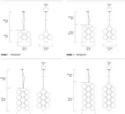 Suspension, Vine 5 pendant, chrome, LED, 3000K, lm, Ø42cm, H57cm - A-N-D
