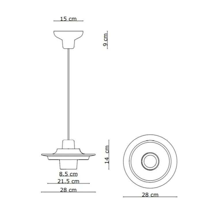 Suspension*Ferroluce Suspension, Voila C2776, , Ø28cm, H14cm - gris sable et bleu azur