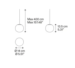 Suspension, Volum 14 sans rosace, blanc brillant, Ø14cm, H13,5cm - Lodes
