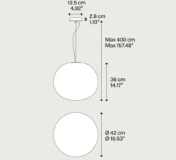 Suspension*Lodes Suspension, Volum 42 sans rosace, , Ø42cm, H42cm - blanc brillant