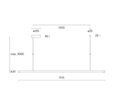 Suspension*Wastberg Suspension, W181 Linier Pro, , LED, dim, 3000K, 2730 lm, L151,5cm, H3cm - noir