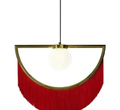 Suspension*Houtique Suspension, Wink, or, rouge, LED, L60cm, H48cm - laiton, rouge