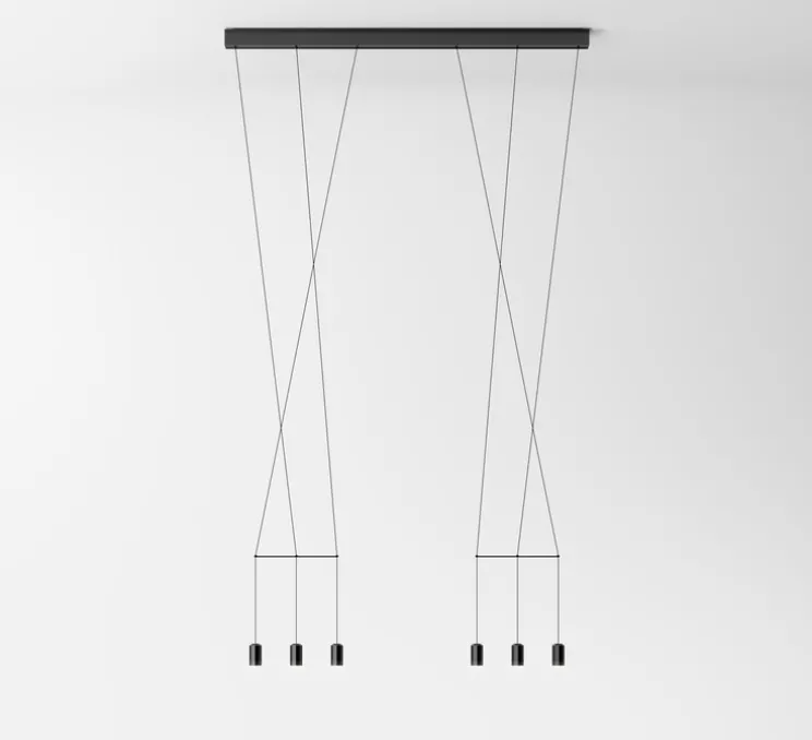 Suspension, Wireflow, 0338, noir, LED, dim, 2700K, 2942 lm, L145cm, H9cm - Vibia