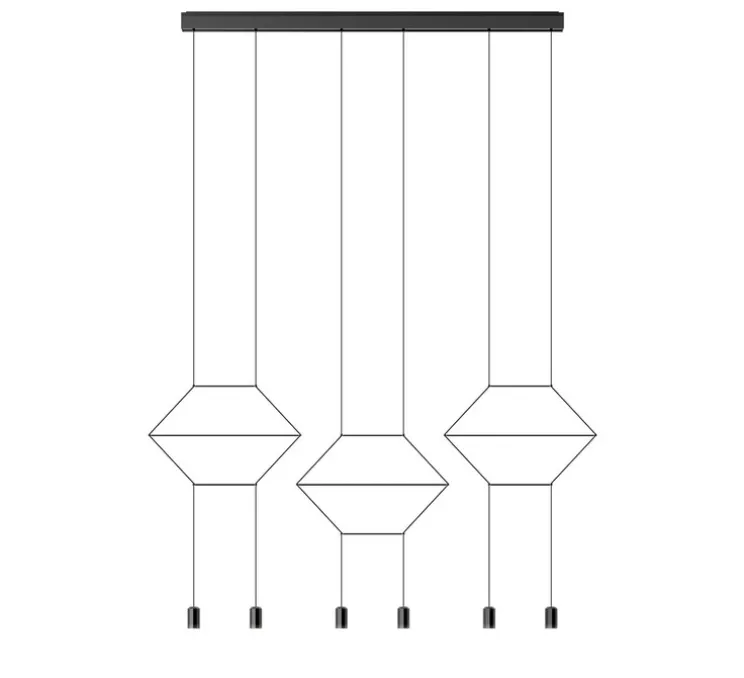 Suspension, Wireflow, 0325, noir, LED, dim, 2700K, 2910 lm, L155cm, H9cm - Vibia