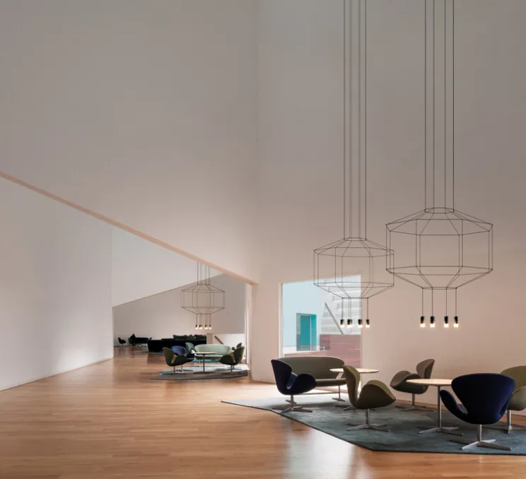 Suspension, Wireflow 0301, noir, LED, 2700K, dim, 1-10V, Ø89cm, H107,5cm - VIBIA